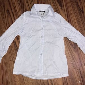 Boohoo Striped Blue and White Collared Shirt